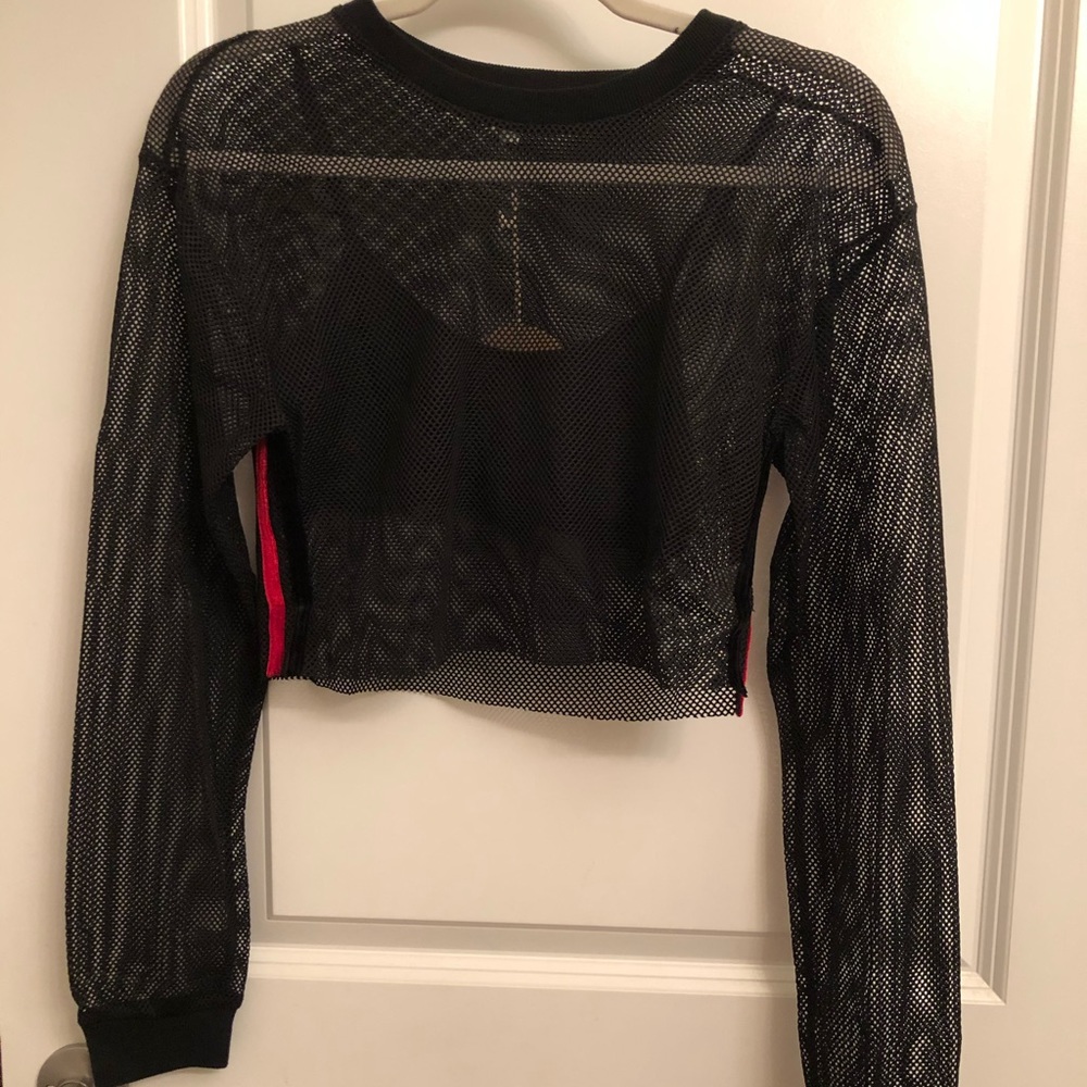 Mesh long sleeve crop top